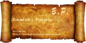 Baumhakl Patony névjegykártya